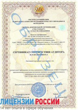 Образец сертификата соответствия аудитора №ST.RU.EXP.00006191-3 Магадан Сертификат ISO 50001